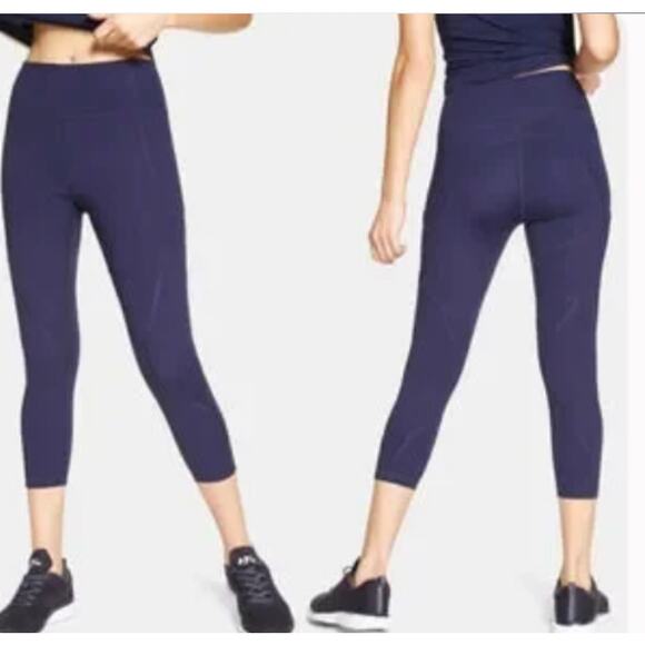 G. Label by Goop Navy Blue High Rise Cropped Workout Leggings w/ Pockets XS - Picture 1 of 7